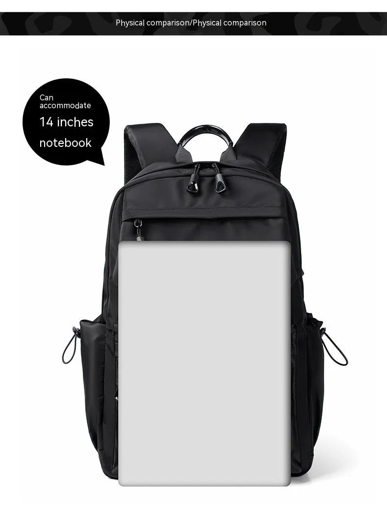 Student backpack casual men's backpack Oxford cloth anti-theft USB charging expandable 20-35L blue