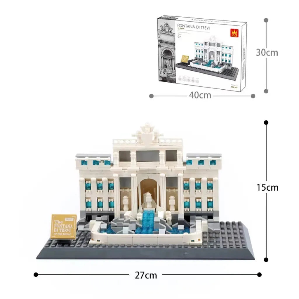Wange building block street view set with landmark pieces including Eiffel Tower and Big Ben