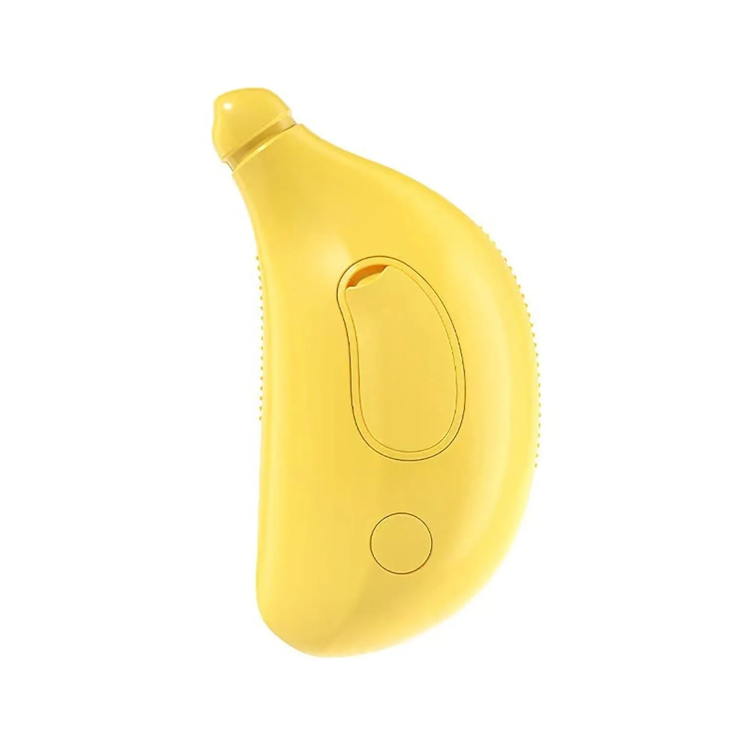 Rechargeable cat steam brush with silicone construction and cat paw-shaped teeth in green or yellow colours