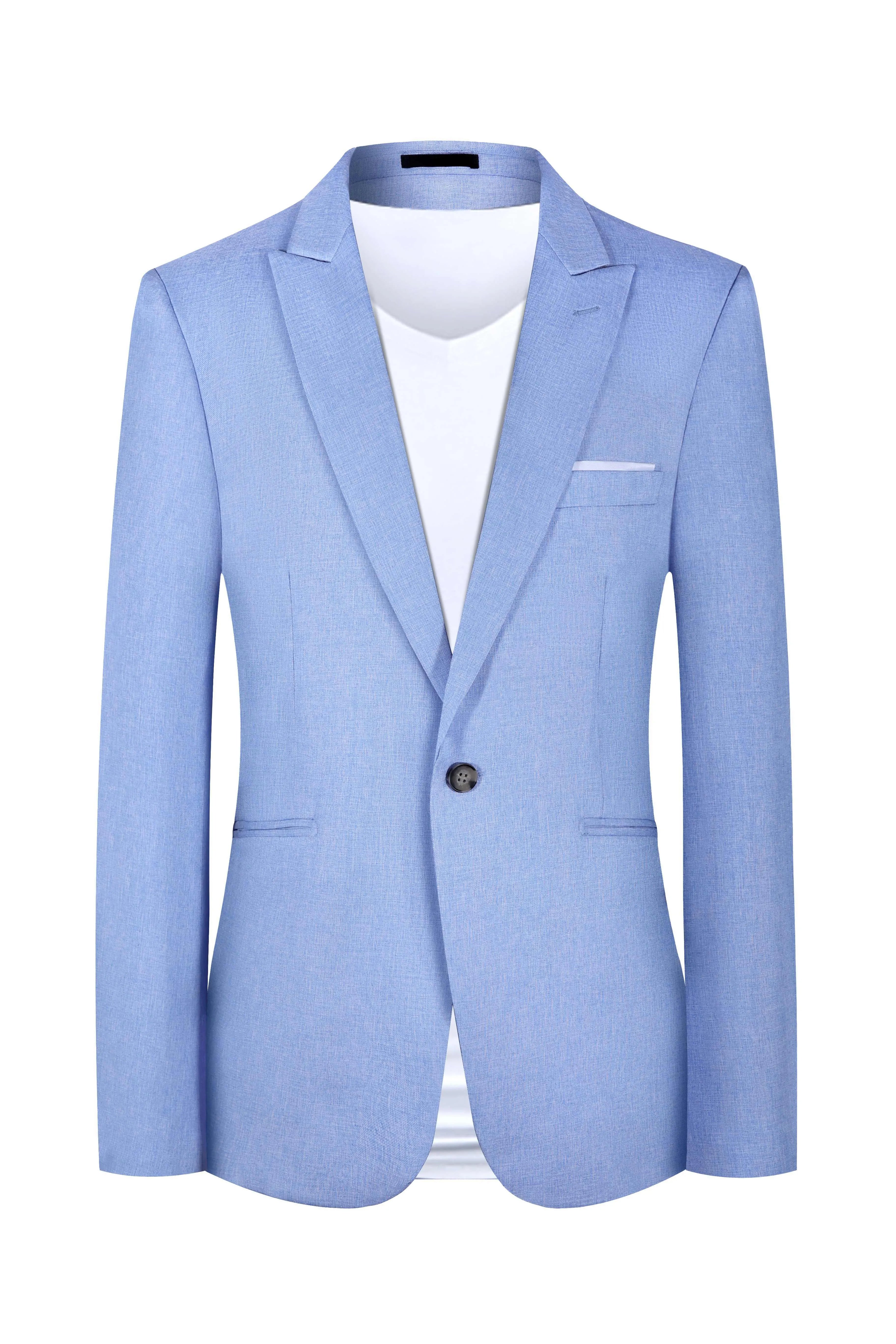 Men's western style casual suit jacket in pink and light blue options for spring and summer wear