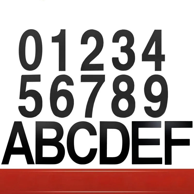 Black stainless steel sticky house number 7.5cm waterproof self-adhesive for outdoor door