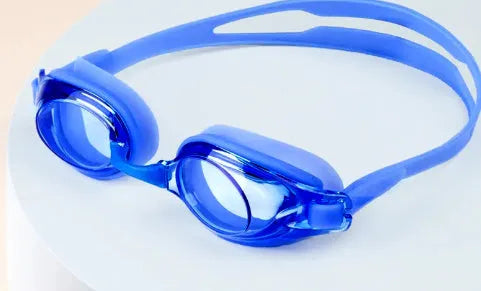 Black myopia swimming glasses with protective case, showing HD waterproof non-fogging swimming goggles.
