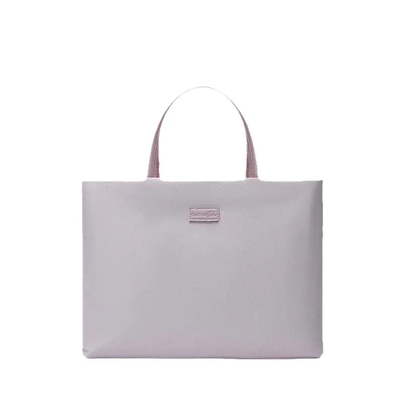 Solid colour lightweight Oxford cloth women's laptop bag in beige for 14 inch laptops