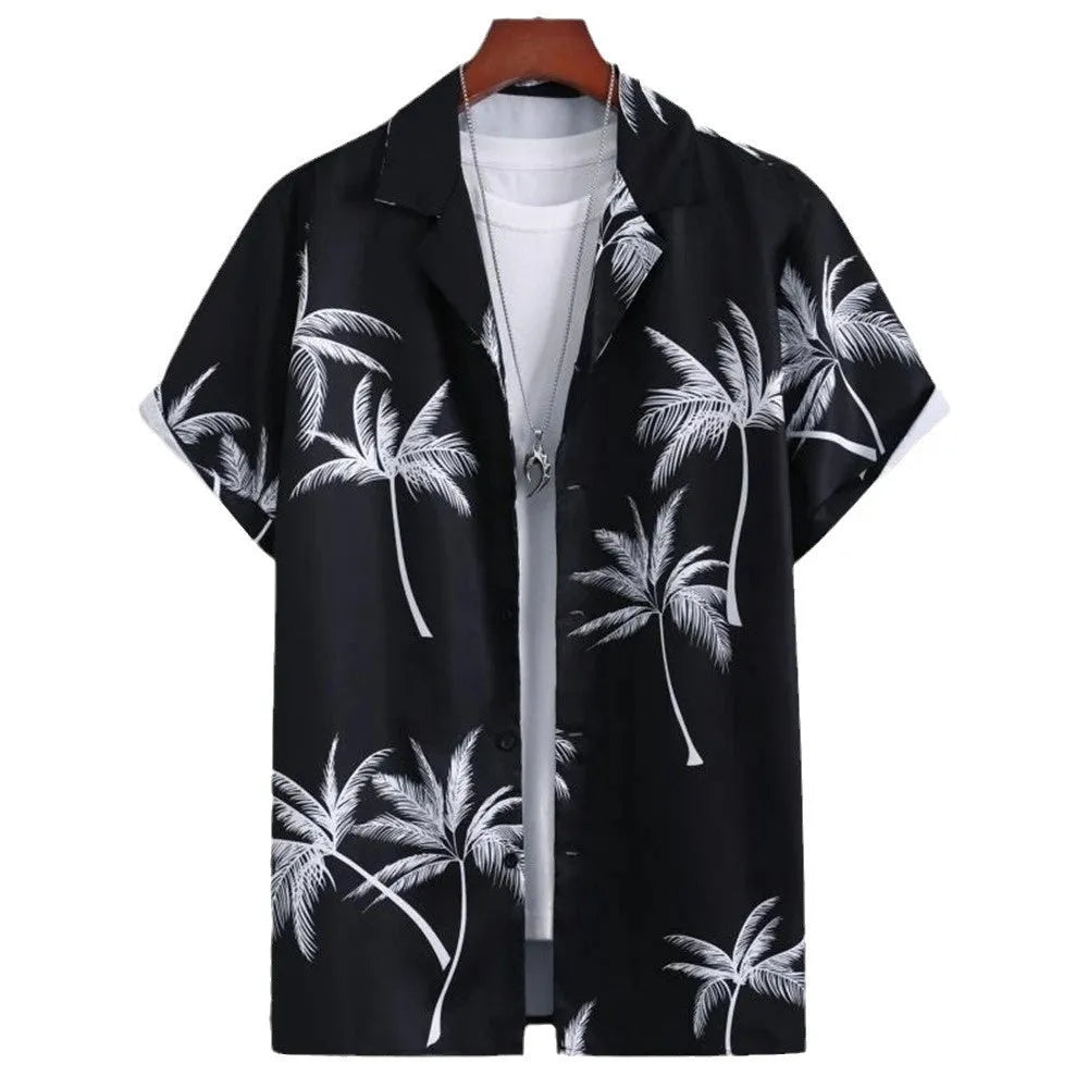 Men's loose fit camouflage print t-shirt with short sleeves and 3D digital stitching detail.