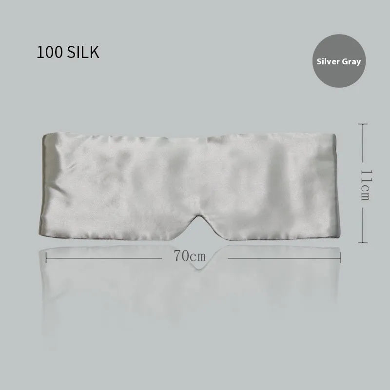 Mulberry silk sleep eye mask shown in multiple colours: black, gold, blue, grey, white, pink, and green.