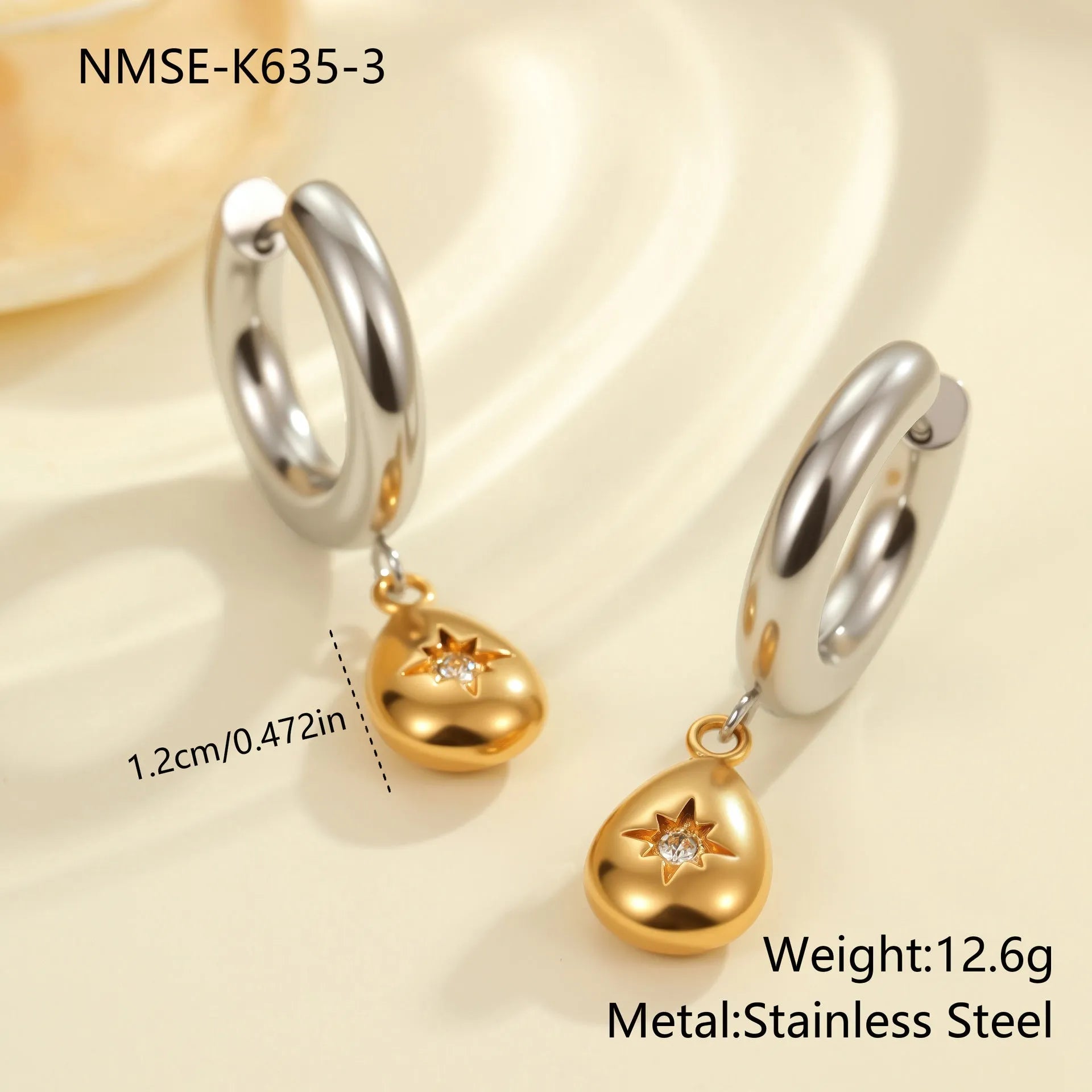 Christmas tree heart earrings in stainless steel with 18K gold electroplating and holiday designs