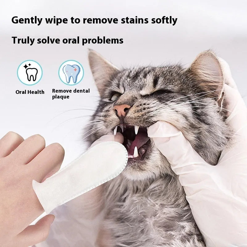 Pack of 50 white non-woven fabric pet dental cleaning finger stalls or cots.
