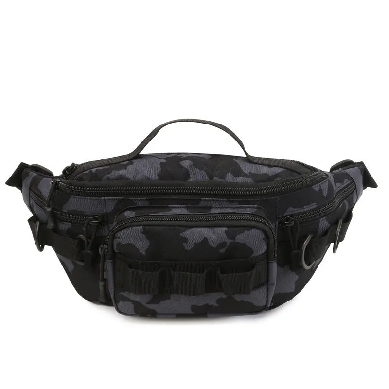 New waist bag men's multi-functional crossbody waterproof backpack outdoor sports solid colour polyester