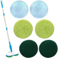 Handheld wireless electric floor mop with USB charging port and multiple cleaning pads