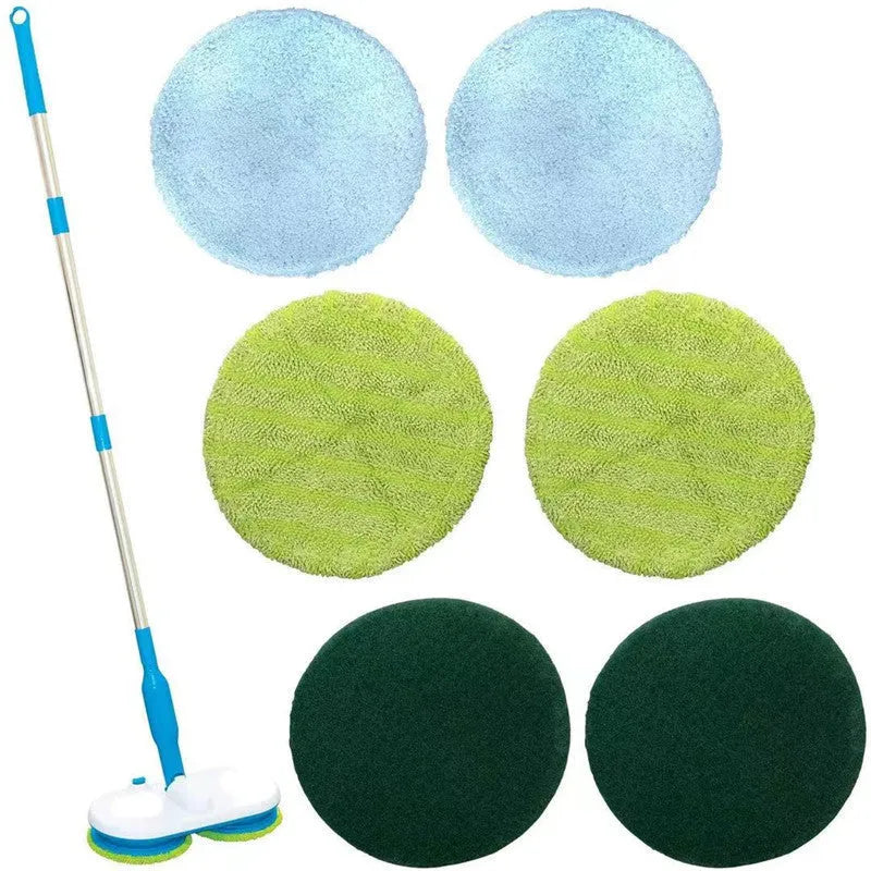 Handheld wireless electric floor mop with USB charging port and multiple cleaning pads