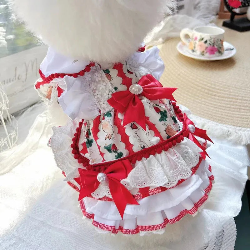 Rabbit skirt princess style polyester dress for small dog on white background