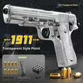 Automatic loading shell ejecting toy gun in black with soft elastic projectiles