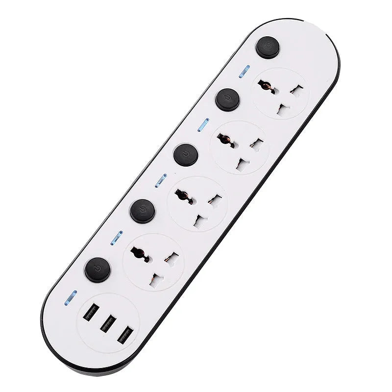 International power strip with multiple socket types and USB ports in 2035u colour