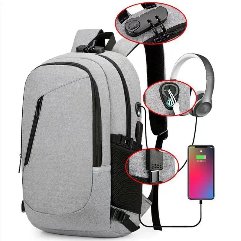 Oxford cloth computer backpack in blue colour with 20-35L capacity for leisure travel