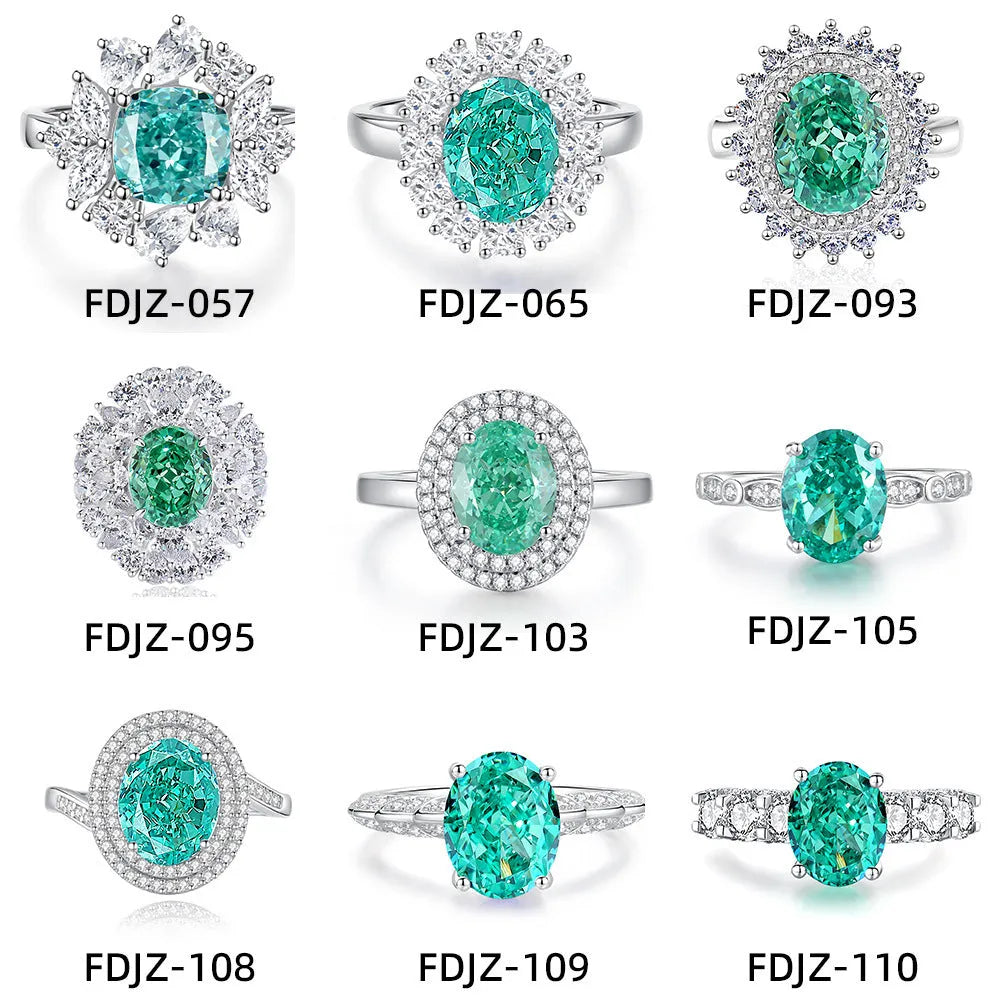 S925 sterling silver ring for women with a green emerald stone set using Palaibahao inlay and diamond accents.
