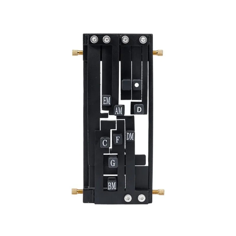 Black folk guitar chord practice device with automatic gear mechanism for beginner transitions