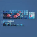 Rose colour PBT mechanical keycap set with transparent oil painting style and side carving