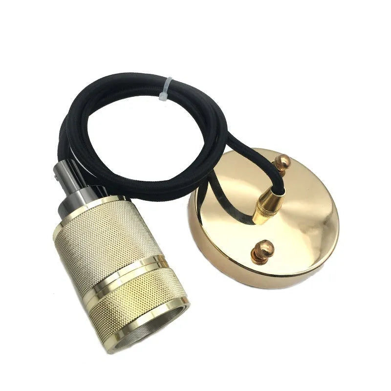 DIY retro chandelier assembly kit with electroplated lamp holder in chrome, gold, rose gold, or shiny black finish.