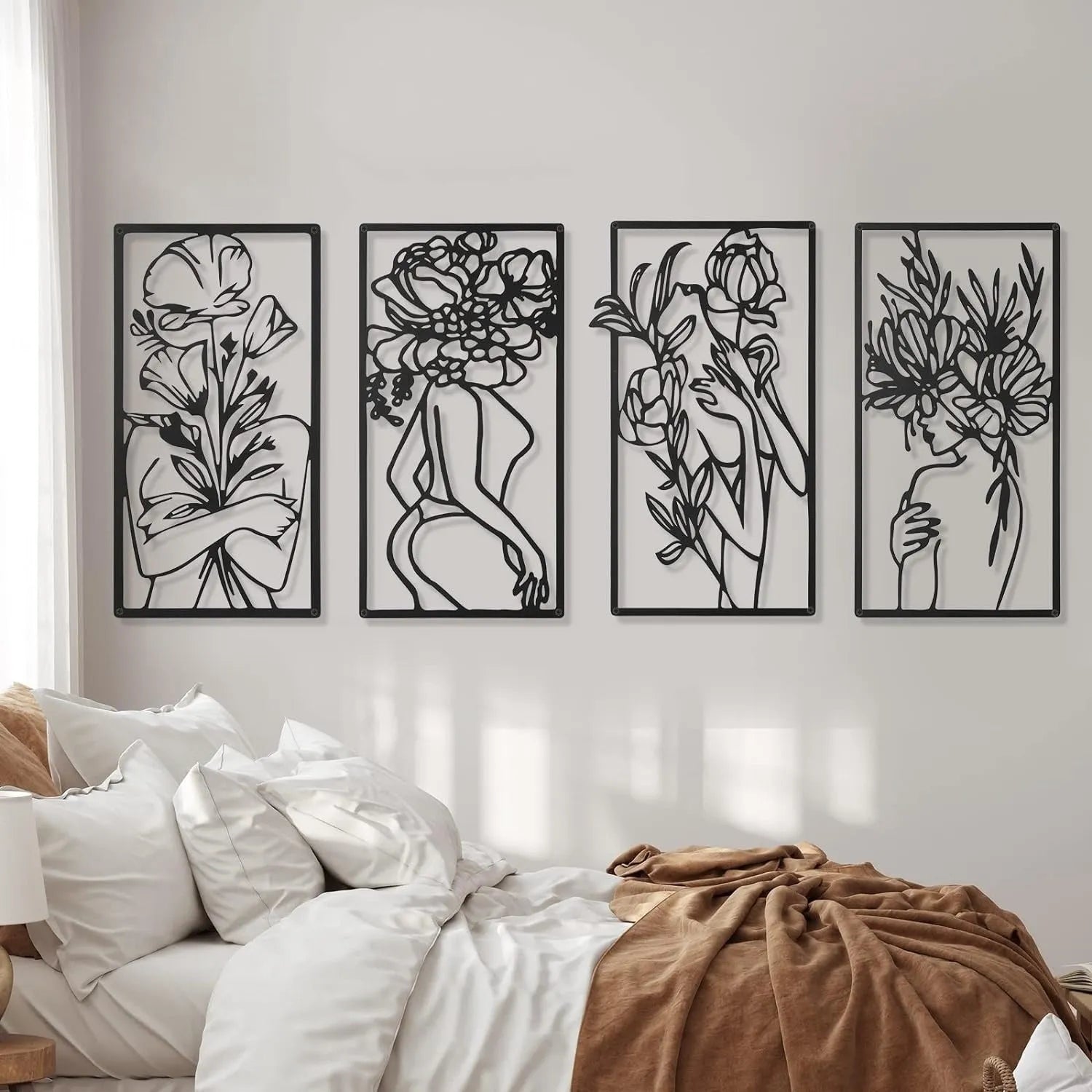 Set of four iron human body partial wall decorative paintings, modern simplicity style, each 17 by 10 inches
