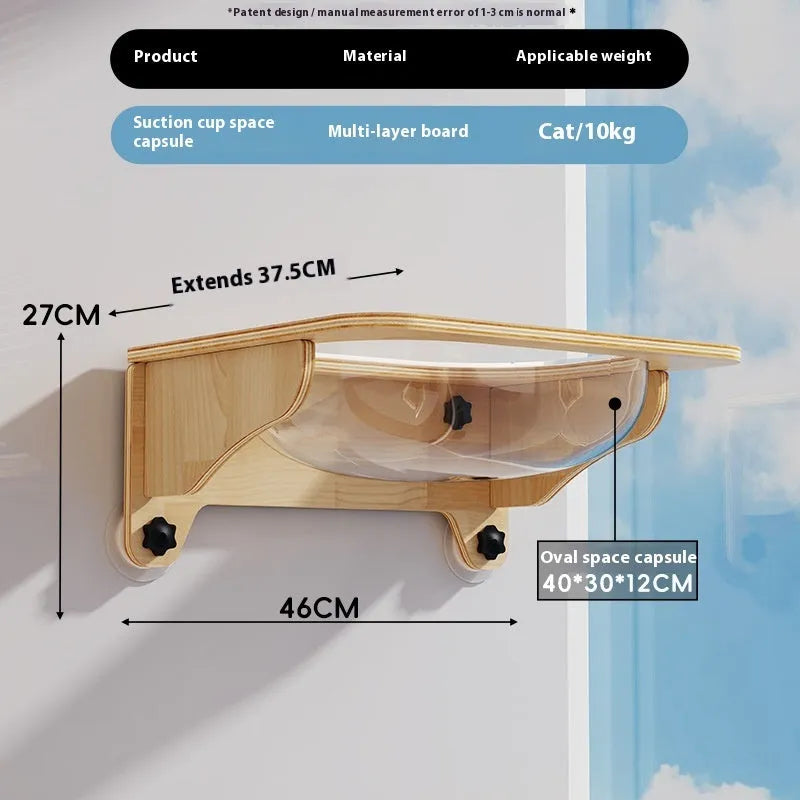 Space capsule suspended cat climbing frame with sisal scratching surfaces