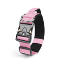 Explosion-proof tactical polyester dog collar in Army Green with metal buckle on neutral background