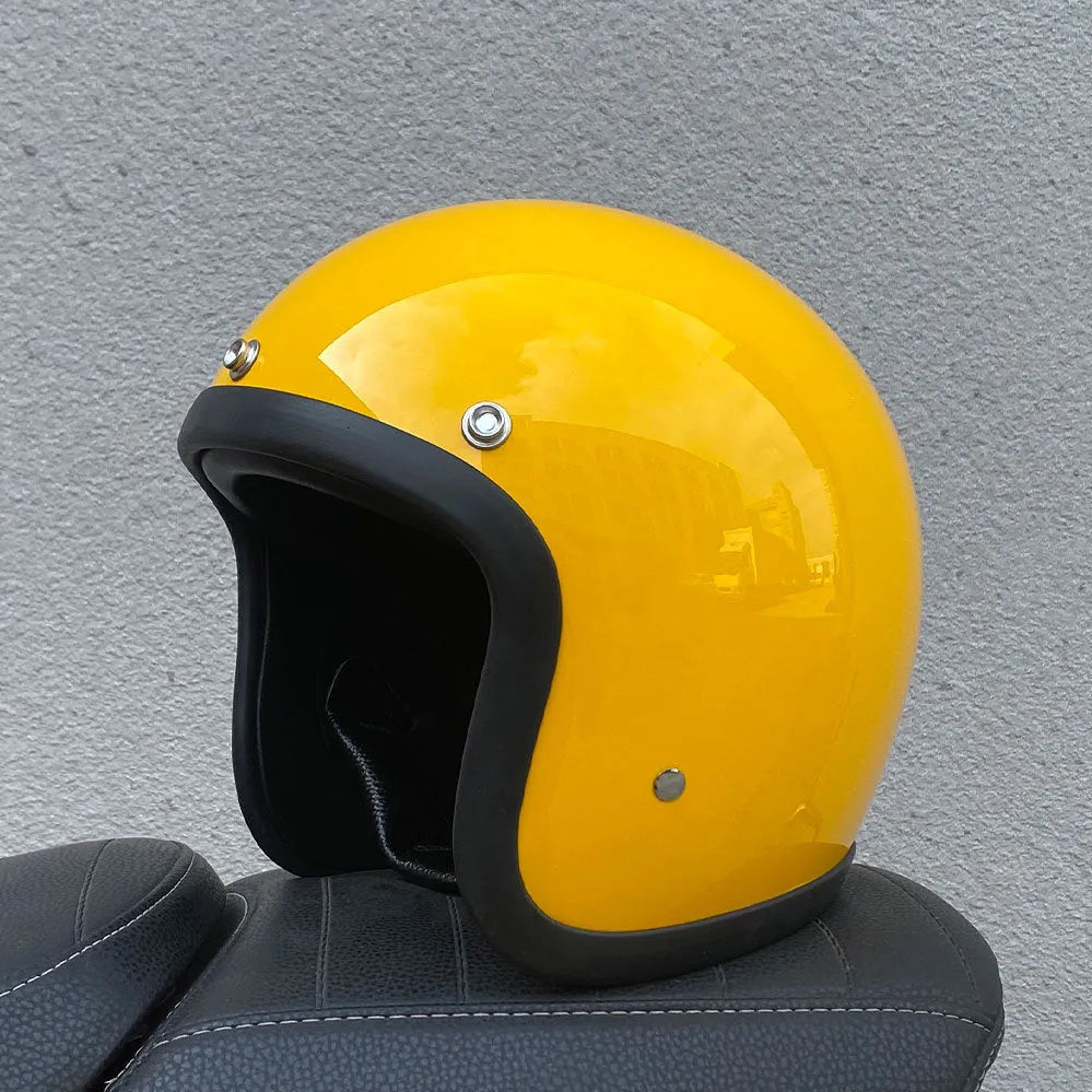 Retro-style FRP motorcycle half helmet in multiple colours for electric bike commuting