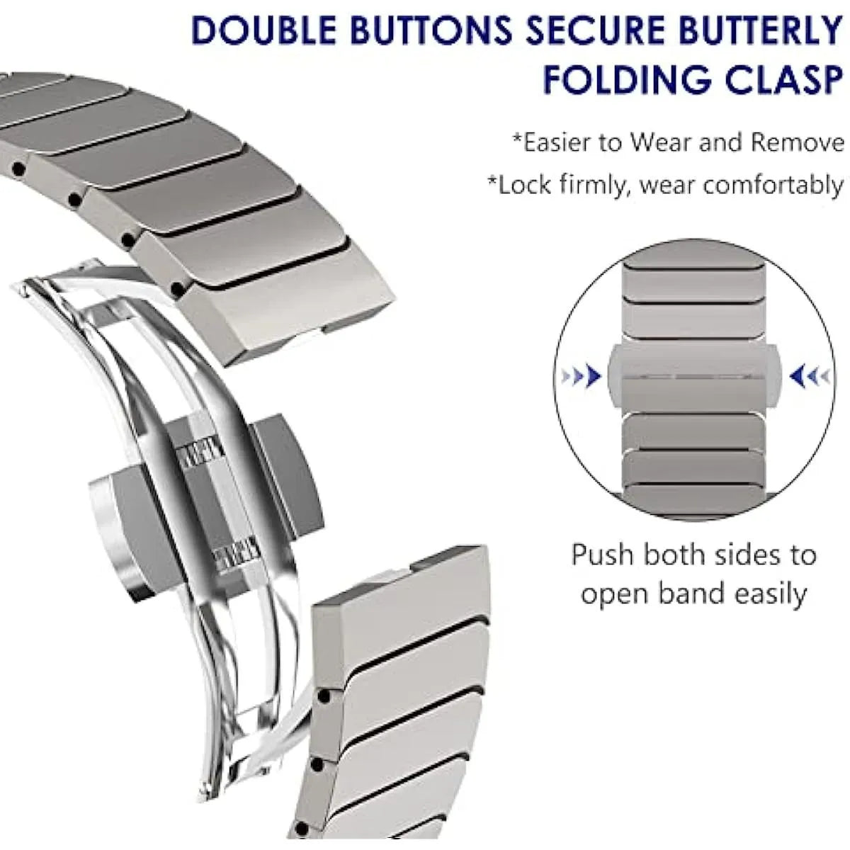 One bead bamboo joint butterfly clasp stainless steel strap for Apple Watch 38/40/41mm 42/44/45/49mm