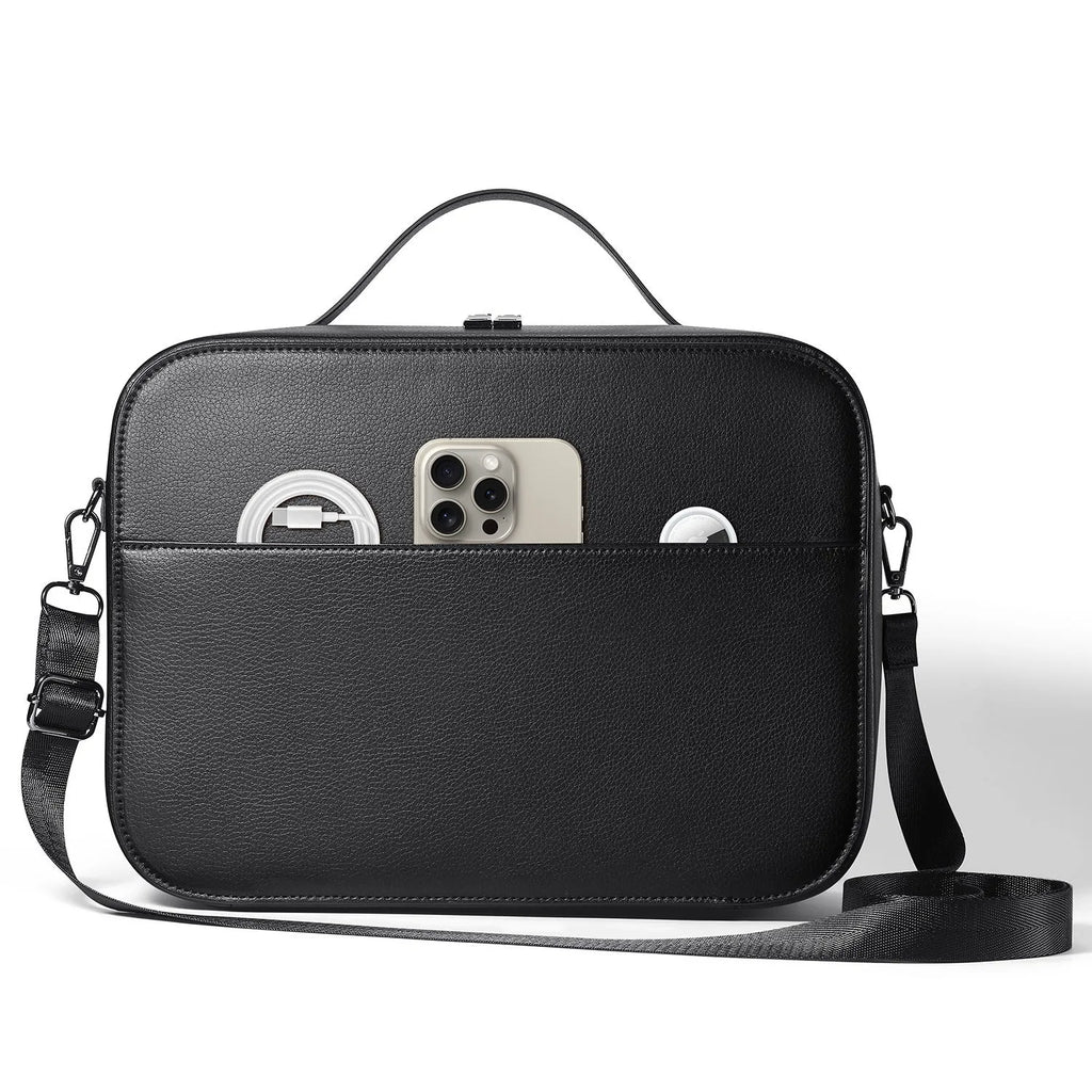 Vision Pro MR glasses superfiber storage box in black colour showing compact protective case