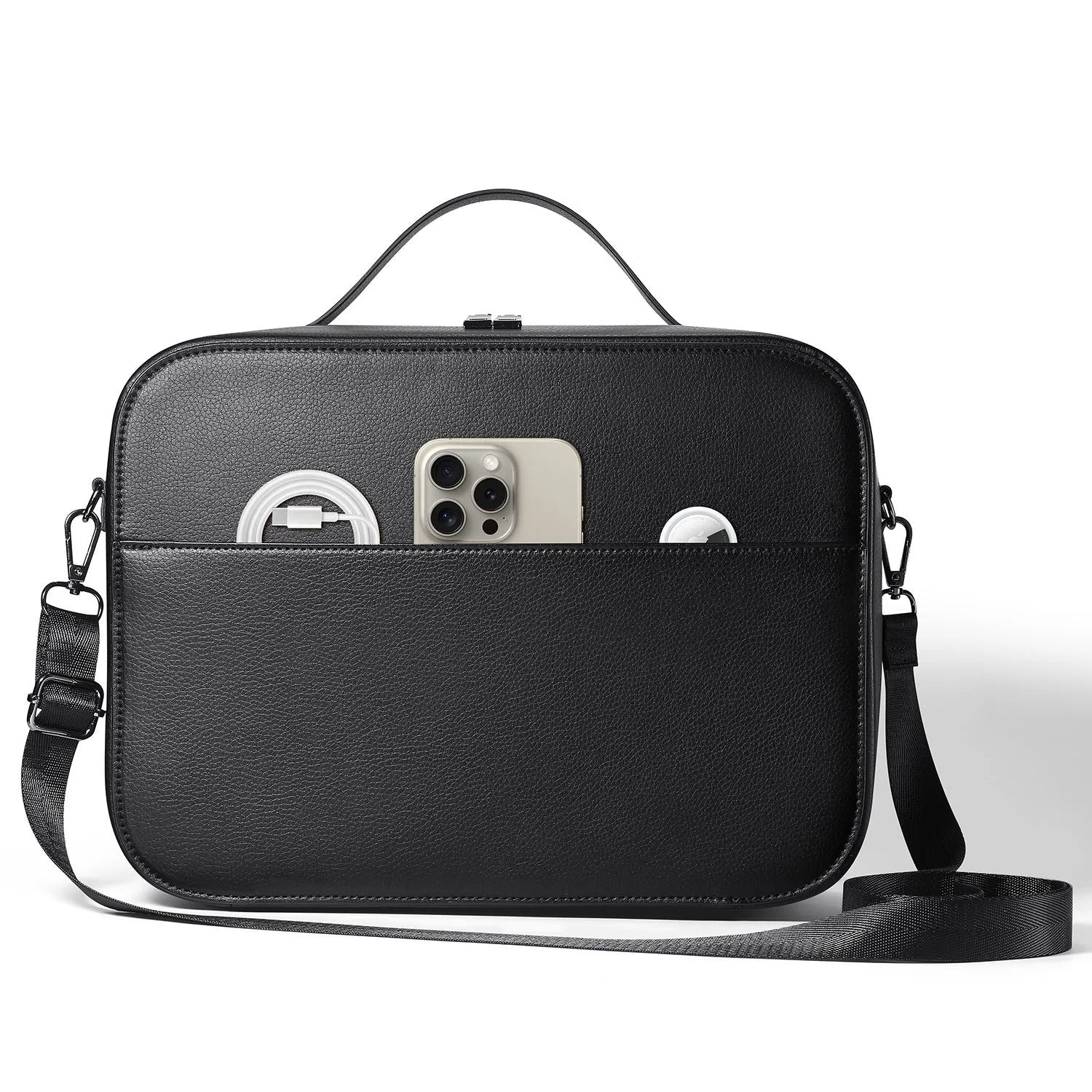 Vision Pro MR glasses superfiber storage box in black colour showing compact protective case
