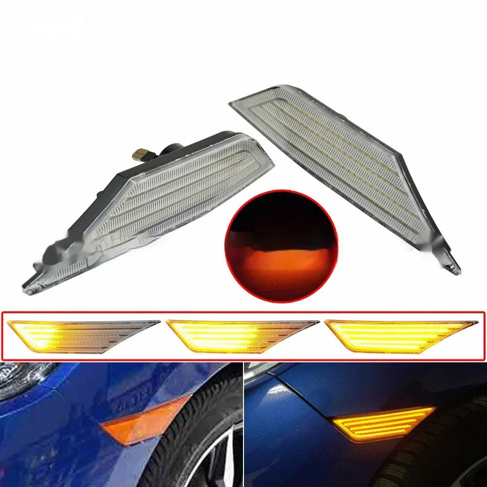 Black shell flowing water style side fender light for Honda Civic 10th Gen Sedan 2016-2018 with yellow LED