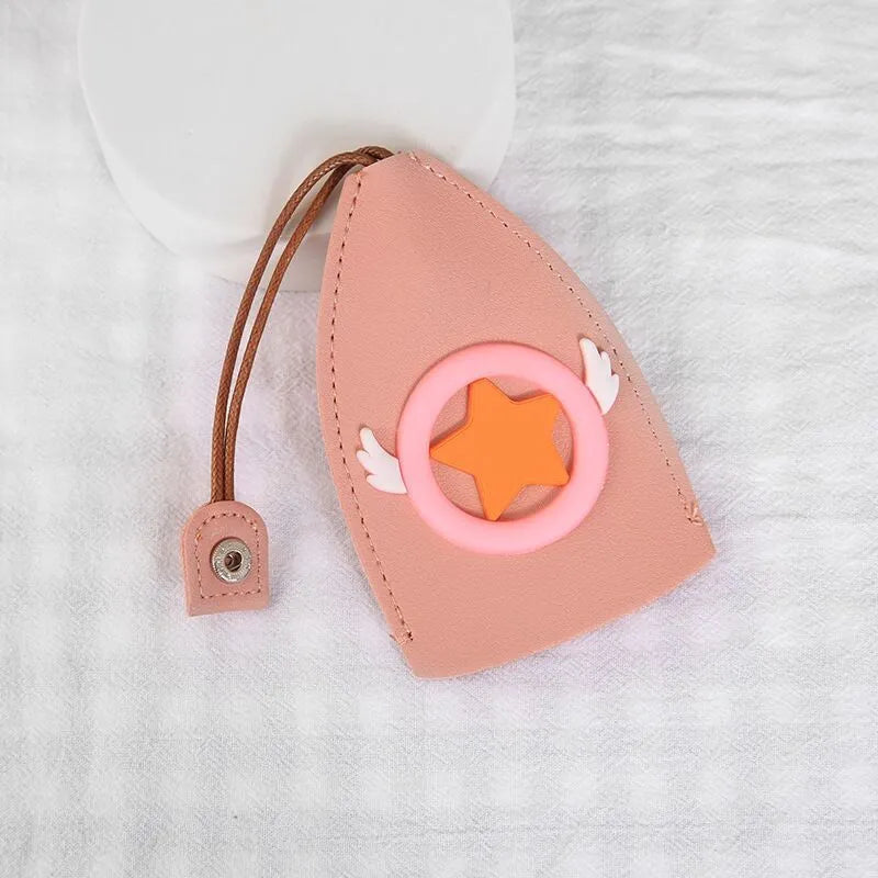 Colourful cartoon pull-out key case in PU leather for car key protection