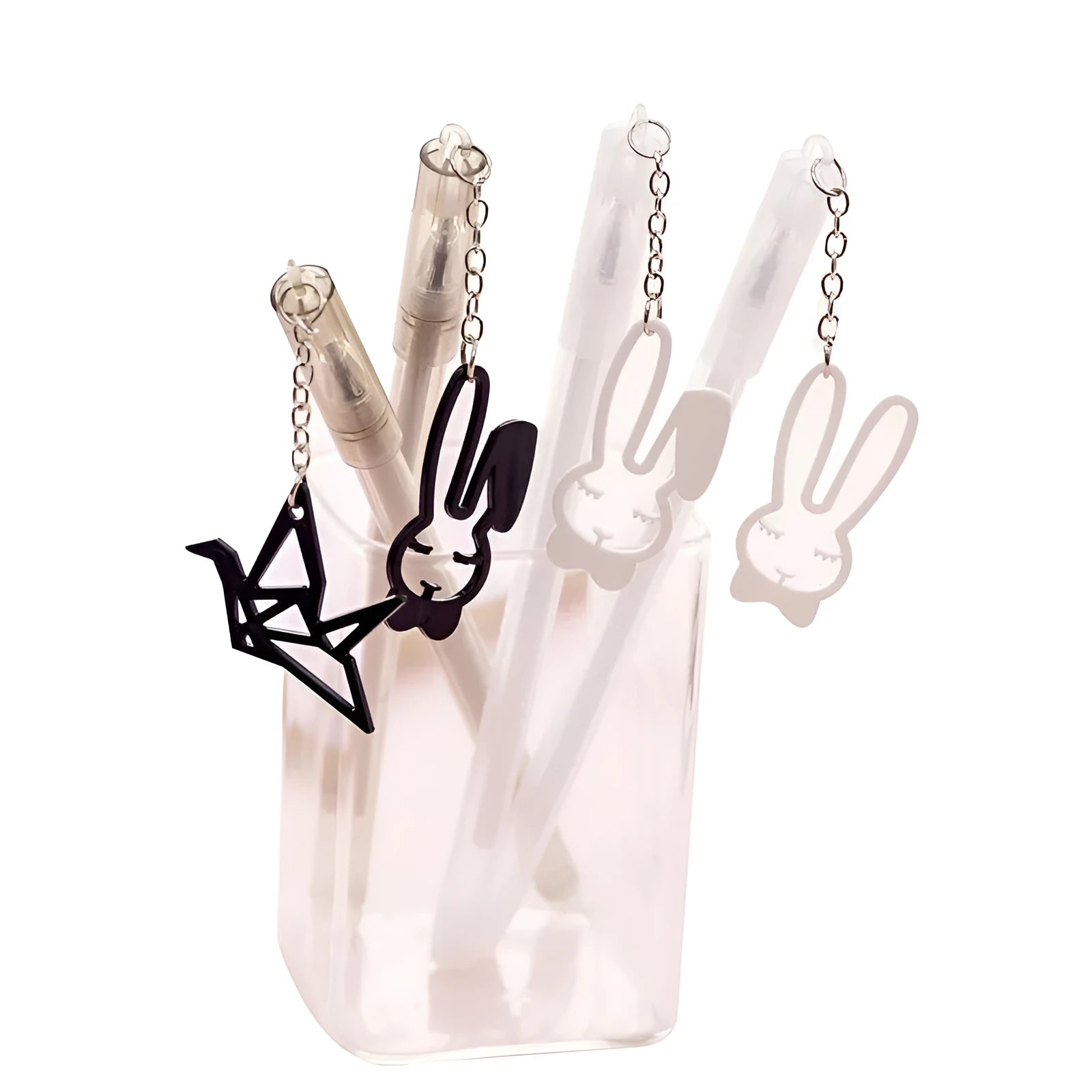 Gel pen with animal pendant charm, showing 0.38mm tip and 17cm plastic barrel.