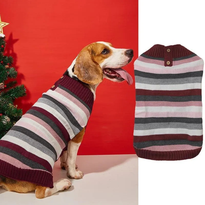 Grey dog sweater with horizontal zipper, button pocket, and contrast colour details for small to medium-sized dogs