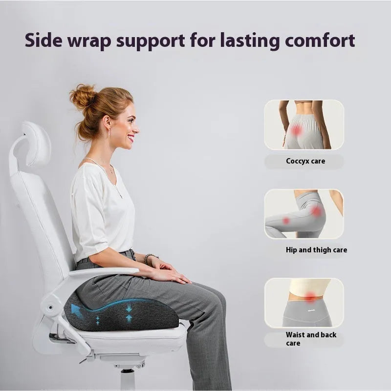 Memory foam office chair cushion in light grey colour with 46x43x12cm dimensions