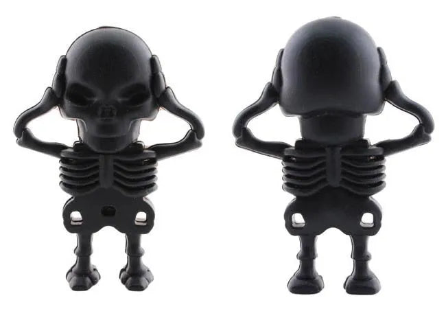 Skull-shaped USB flash drive on a small chain with PVC shell and USB 3.0 connector.