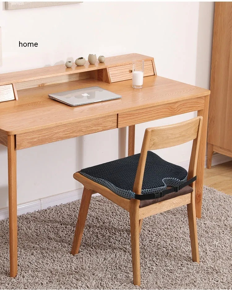 Regular size memory foam seat cushion with a fixed strap in solid black, grey, or white.