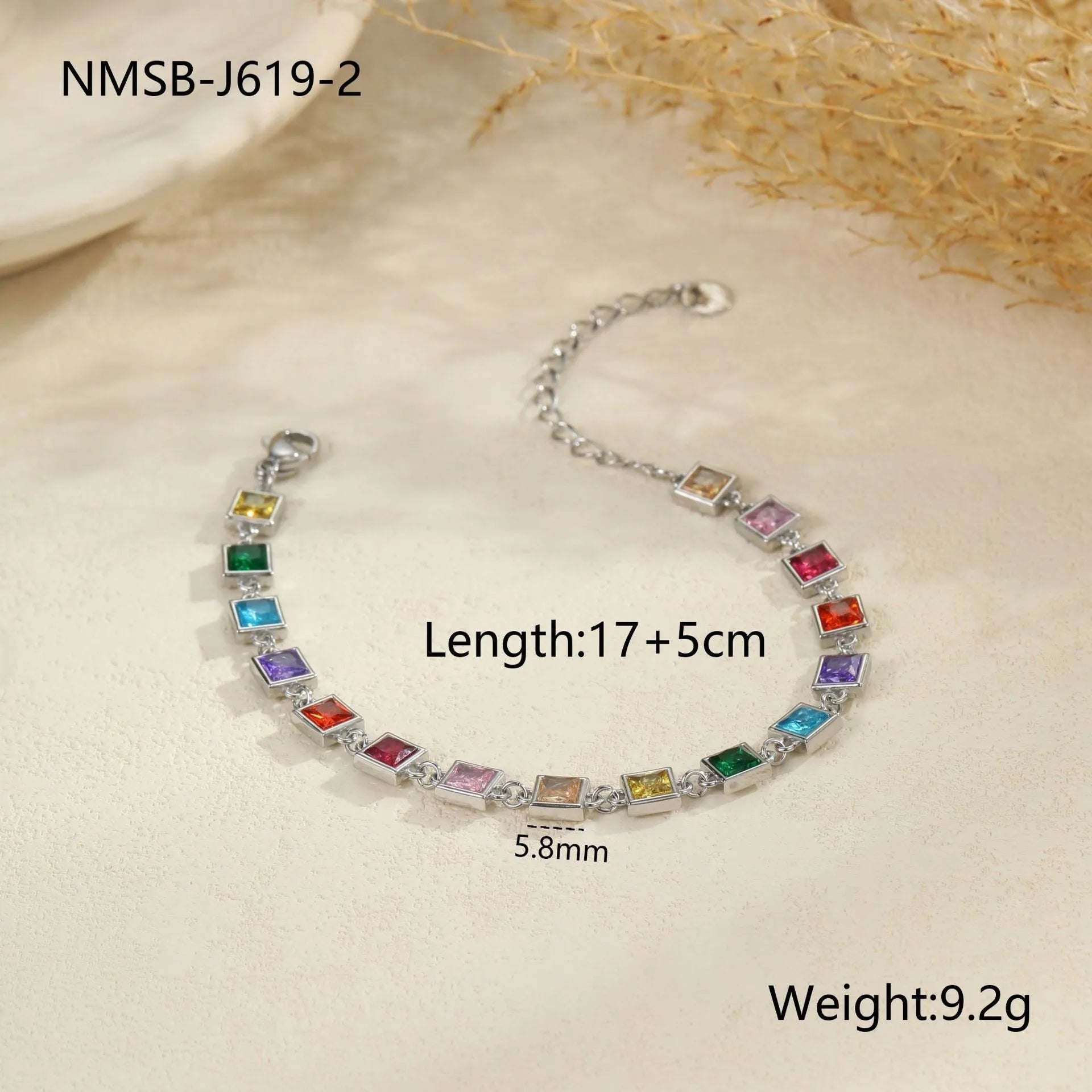 Women's stainless steel bracelet with electroplated finish in geometric square, heart, round shapes