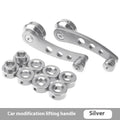 Set of four alloy car door handles in red blue black and silver colours