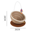Large integrated cat scratch basin and nest in starlight colour with sisal rope post and flannel bedding.