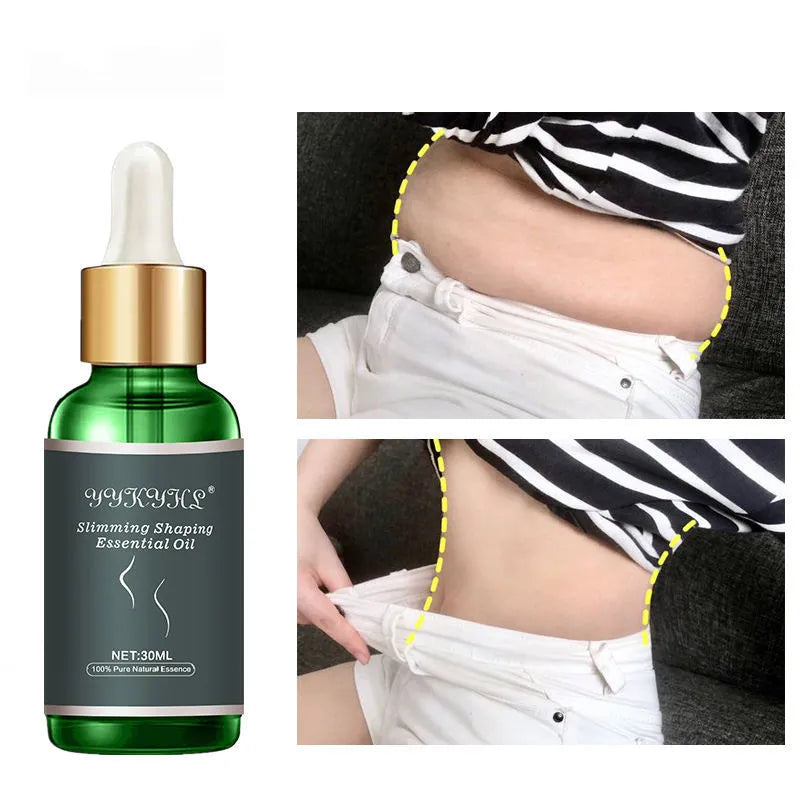 Green bottle of body essential oil with grape seed extract, 30ml, for waist and leg sculpting