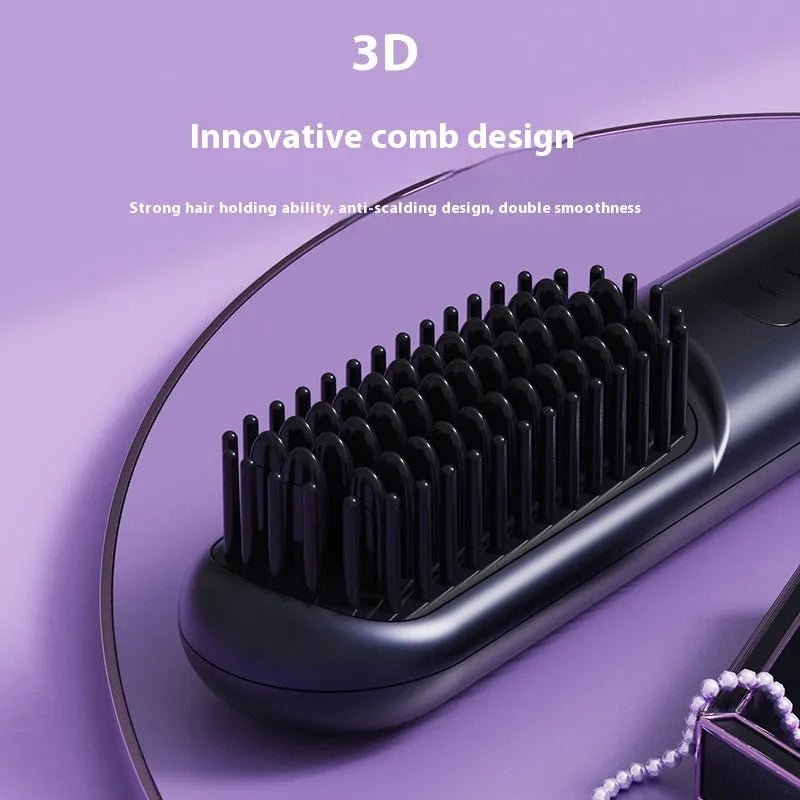 Portable charging negative ion straight hair comb in blue, grey or white colours.