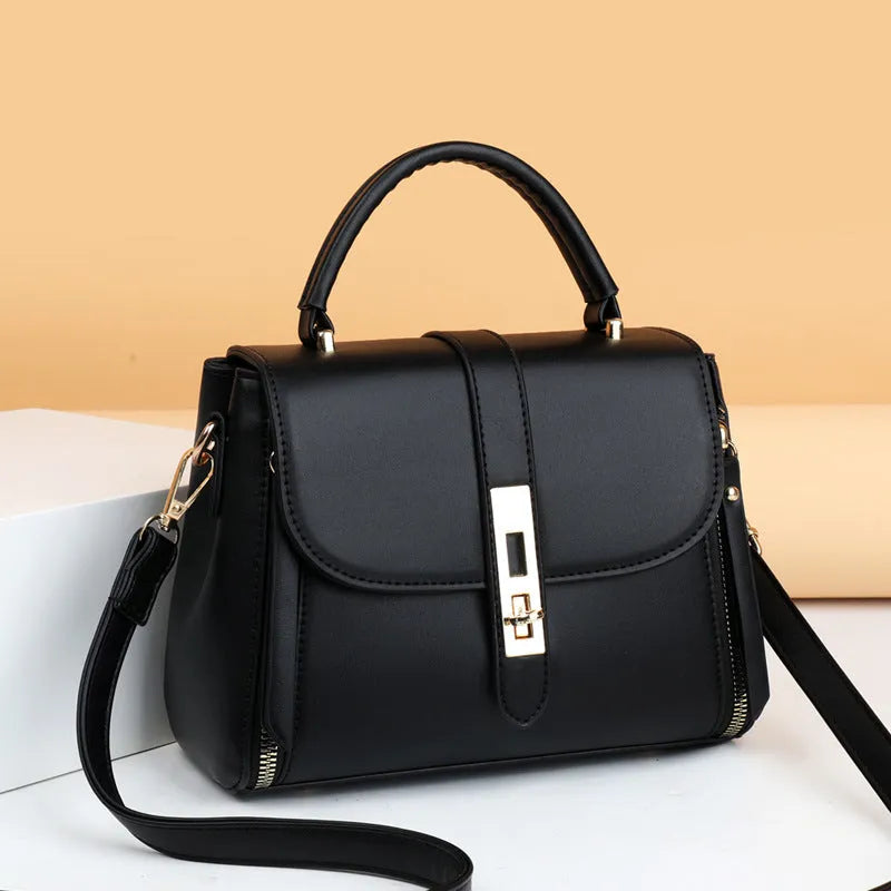Soft PU leather women's shoulder messenger bag in square vertical shape with adjustable strap