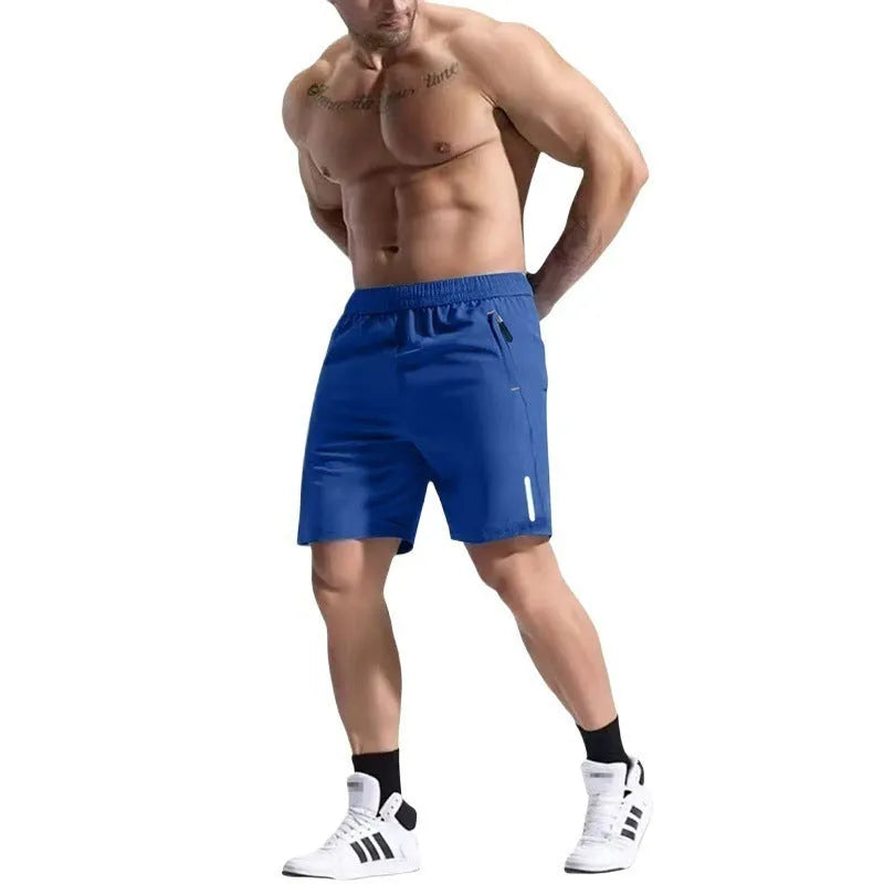 Men's bamboo fibre sports shorts in army green with an elastic high waist and drawstring closure.