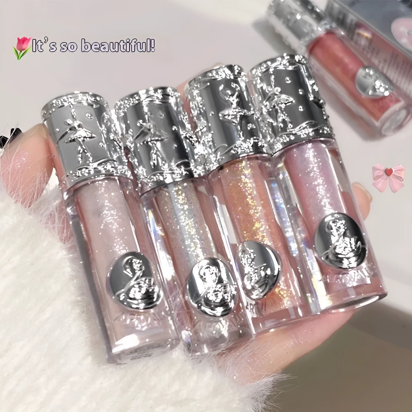 Ballet Liquid Eye Shadow in five metallic shimmer shades: Sakura Field, Doll Log, Butterfly Paradise, Nutcracker, and Pillow Fairy Tale.