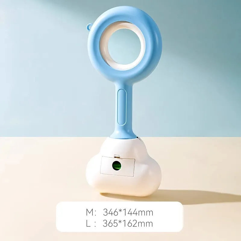 White blue pet pooper scooper with cloud shape jaw design for dog and cat waste cleanup