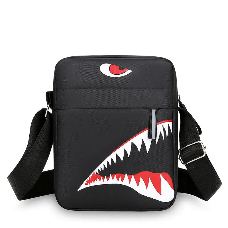 Men's small oxford cloth crossbody bag with animal pattern design in black colour option