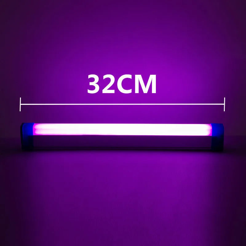Rechargeable LED tube light stick in blue and purple colours with dimmable RGB lighting