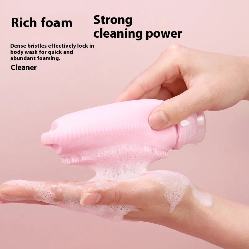 Silicone bath brush storage bottle in multiple colour options with 100ml capacity