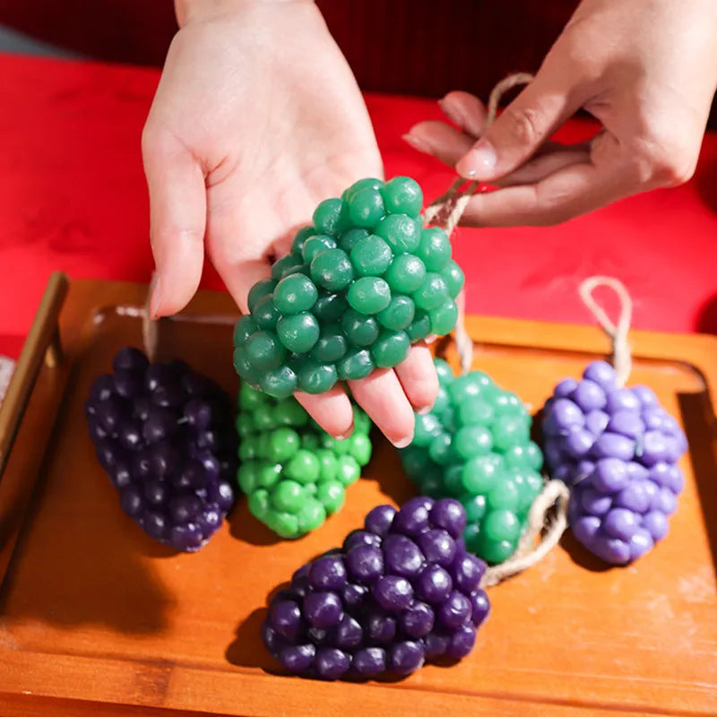 Purple and green grape cluster shaped handmade soap bar, 80g.