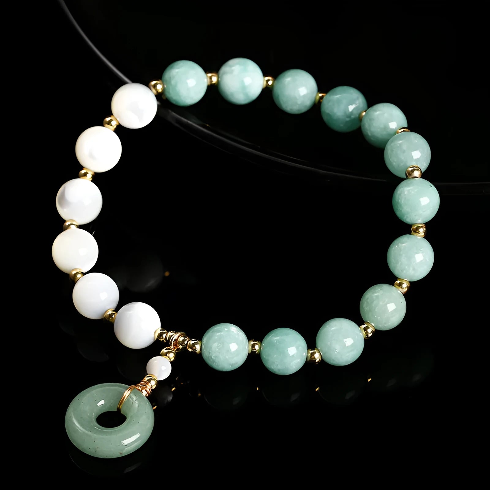 Natural Burma jade safety buckle bracelet blue copper 8mm for women